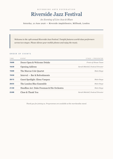 Event program