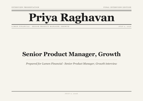 Interview presentation (broadsheet)