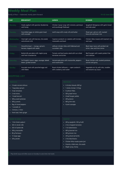 Meal plan (dark)
