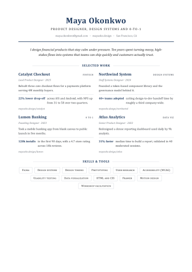 Portfolio one-pager (classic)