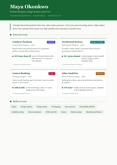 Portfolio one-pager (forest)