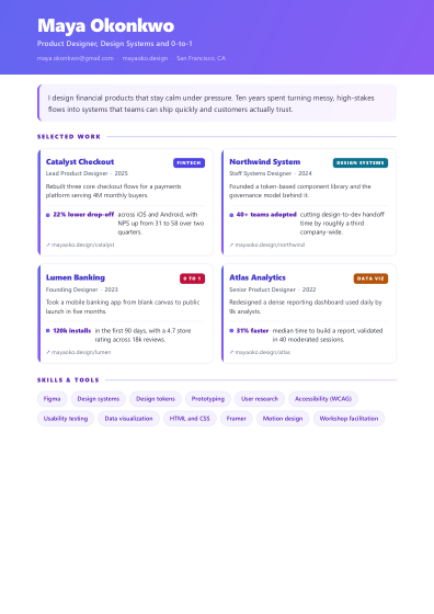 Portfolio one-pager (gradient)