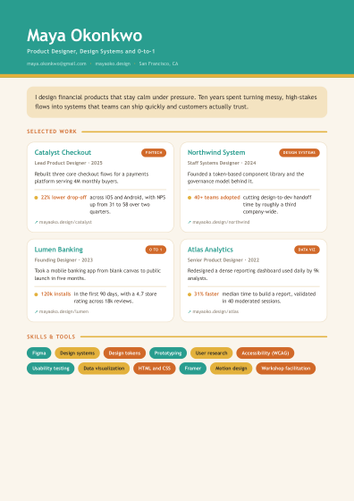 Portfolio one-pager (midcentury)