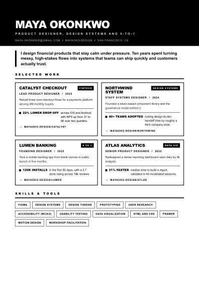 Portfolio one-pager (noir)