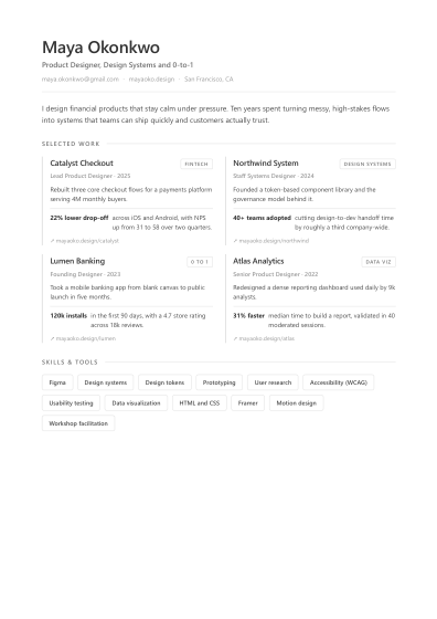 Portfolio one-pager (sans)