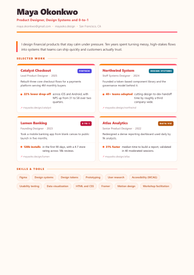 Portfolio one-pager (sunset)
