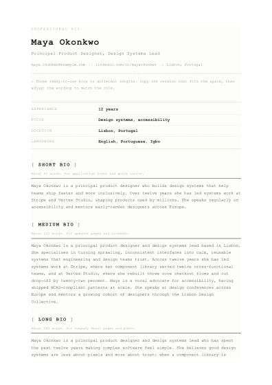 Professional bio (manuscript)