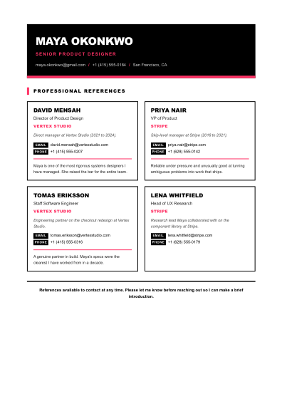 Reference list (contrast)