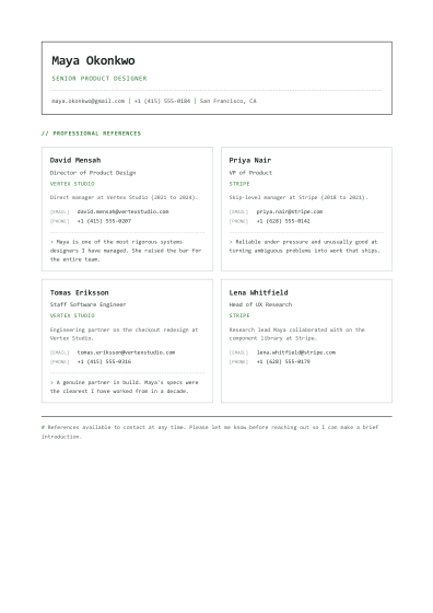 Reference list (mono)