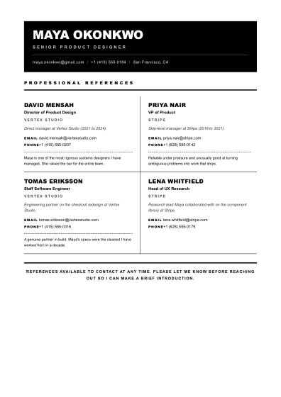 Reference list (noir)