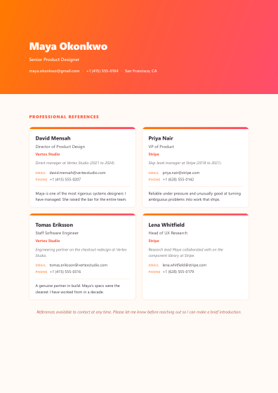 Reference list (sunset)