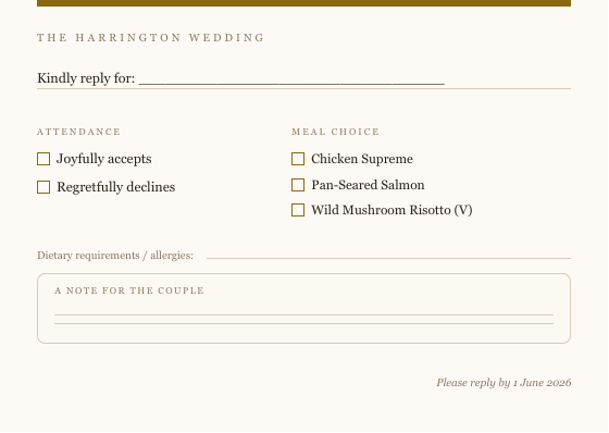 Rsvp card
