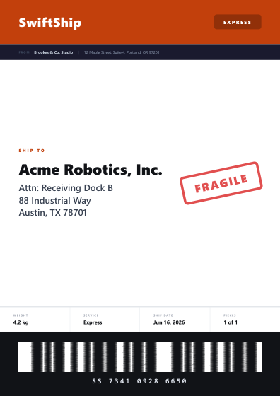 Shipping label (bold)