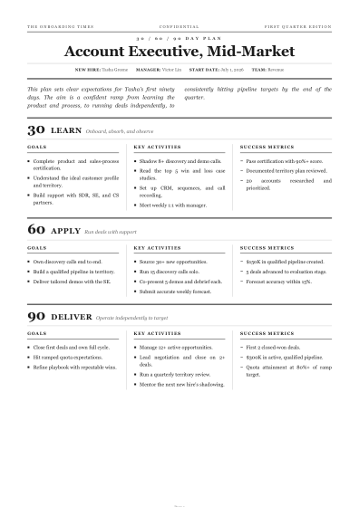 30-60-90 day plan (broadsheet)