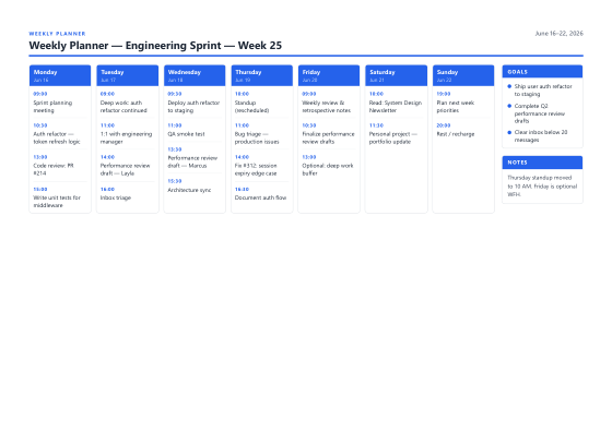 Weekly planner